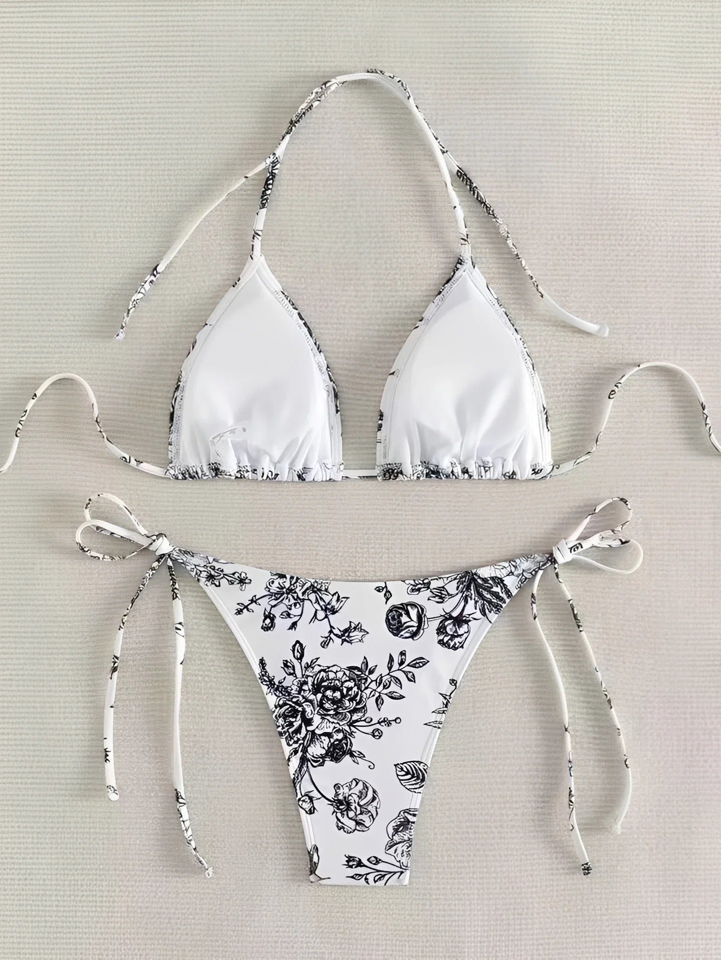 2026 Halter Triangle Bikinis Printed Swimsuit Women Sexy String Swimwear Female Bathers Swimming Bathing Swimming Swim Suit