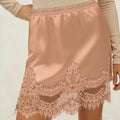 Women Lace Skirt Summer Elastic Waist Elegant Satin Long A-Line Skirts Mini Slim Fit Skirt Streetwear Midi Skirts Slim Skirt