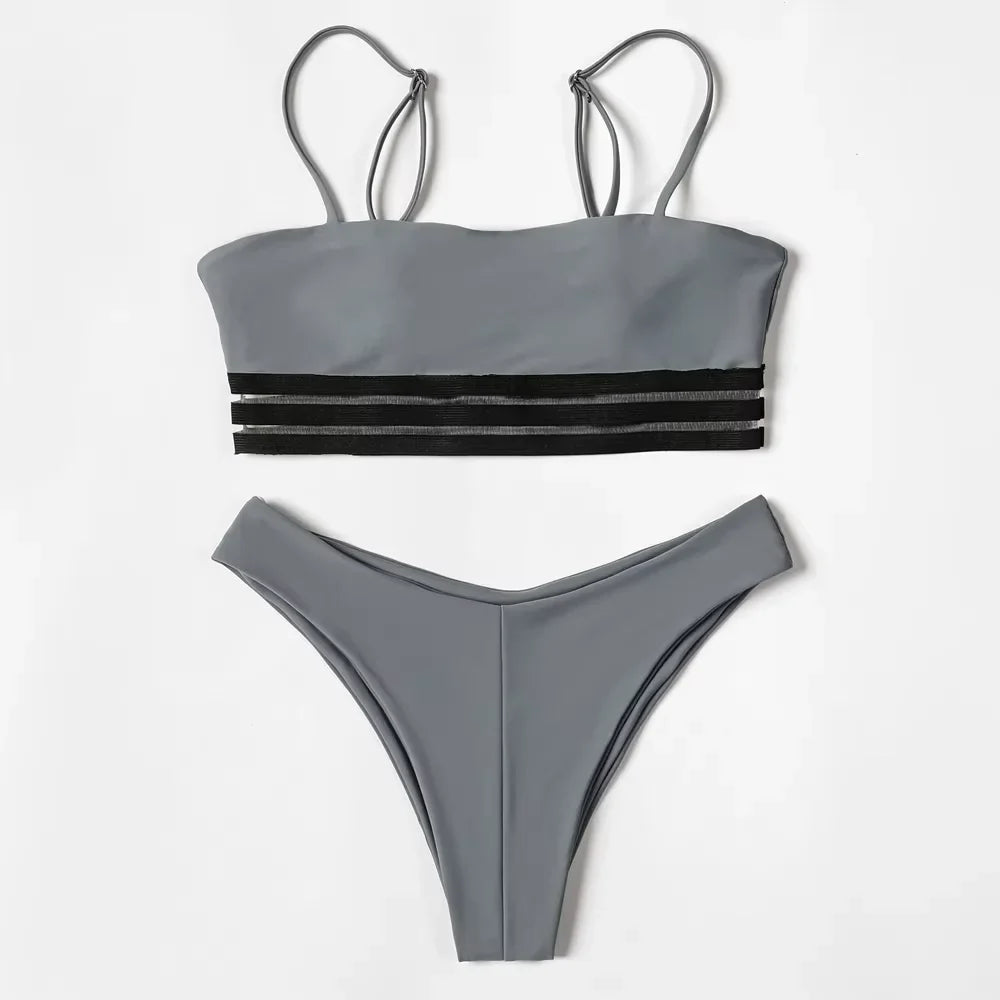 ZTVitality Solid Wrinkles High Waist Bikini 2022 New Padded Lace Up Swimsuit Sexy Swimwear Women Brazilian Bathing Suit Biquini