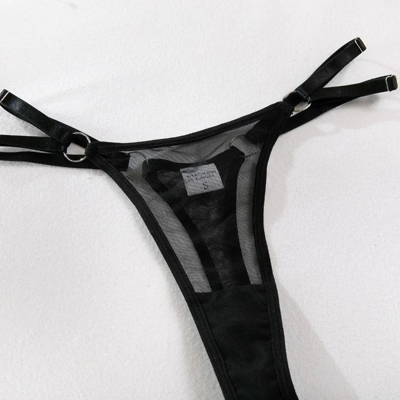 Toucheart Sexy Floral Embroidery Underwear Steel Ring Bra Lace Mesh Sexy Webbing Hollow Waistband Hanging Erotic Lingerie Suit