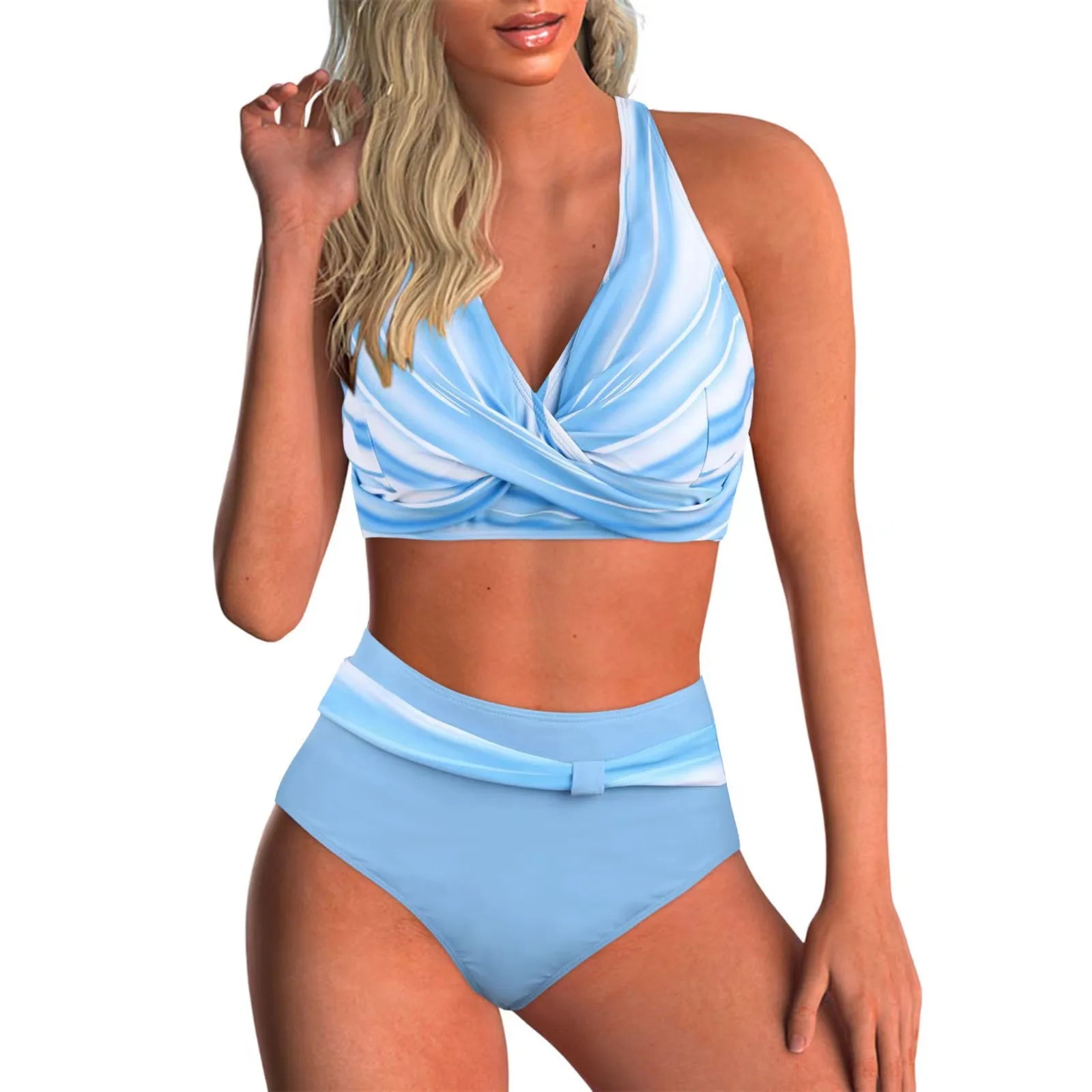Vintage Hot Pink Gradient Tankini Set 2026 Women Bikini Cross Push Up High Waist Swimsuit Beach Bathing Suit Two Piece Swimwear
