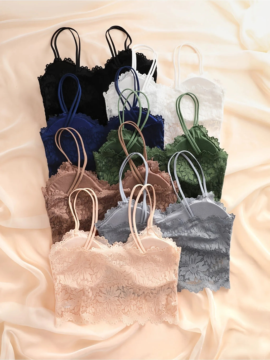 7 Pieces Color Women' Sexy Lace Wire-free Bras Lightweight Breathable Back Support, Gathered Shaping for Natural Curves