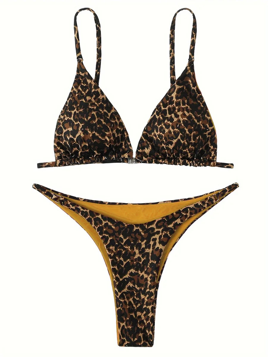 XS - L Leopard Mini Micro Thong Bikini Women Swimsuit Female Swimwear Two Pieces Bikini Set Brazilian Bather Bathing Suit Swim