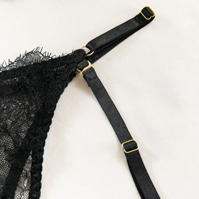 Toucheart Sexy Lingerie Suit Female Sexy See-through Lace Halter Bra Set  Adjustable Leg Ring Set for Women Sexy Underwear New