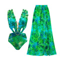 2026 New Elegant Women Swimsuit With Skirt High Waist Swimwear Cover-up Female Skirts Fashion Printed Dress Beachwear