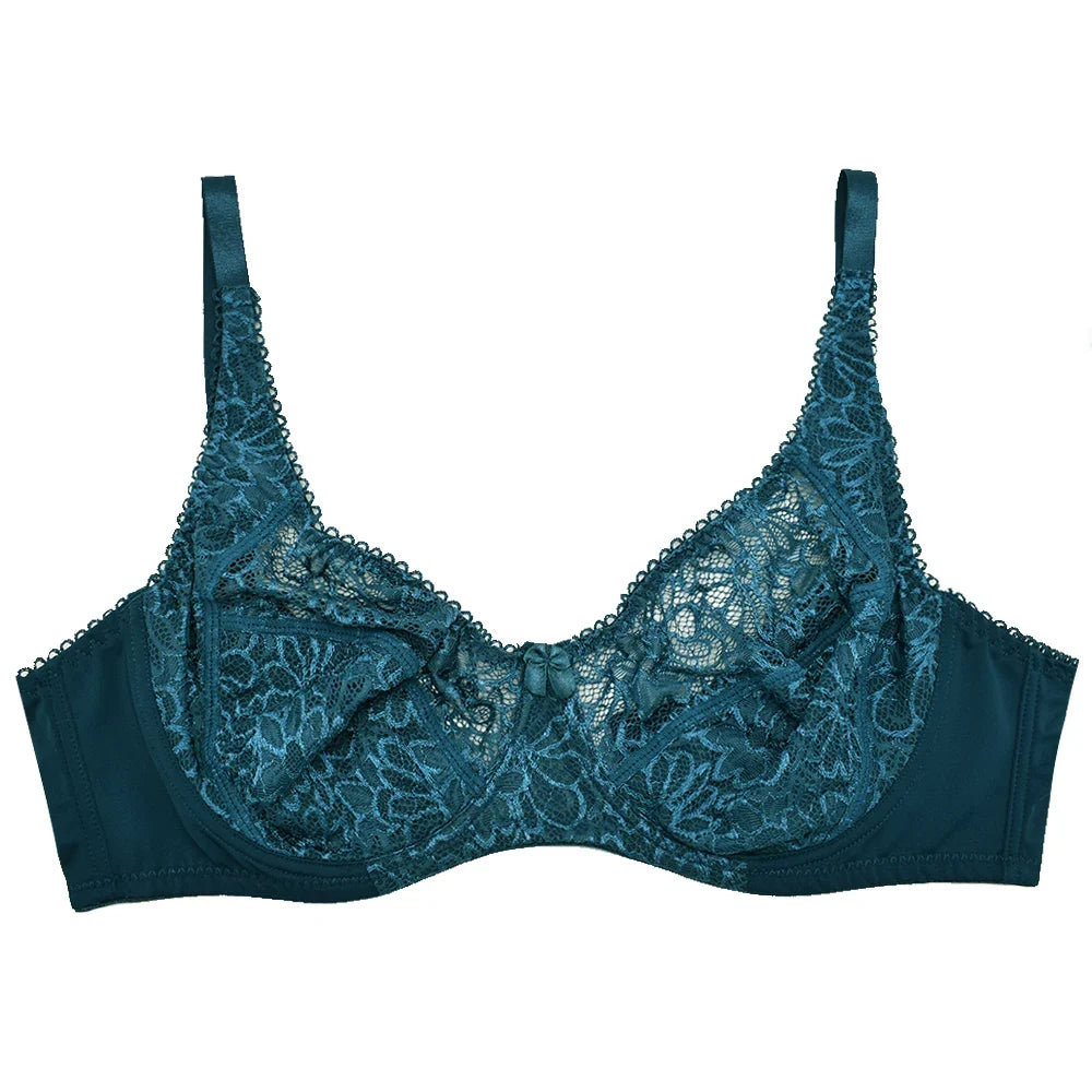 3 Pcs Womens Bras Ultra-Thin Perspective Lace Sheer Plus Size Bra Underwire Sexy Underwear Lingerie BH Tops D E F Cup