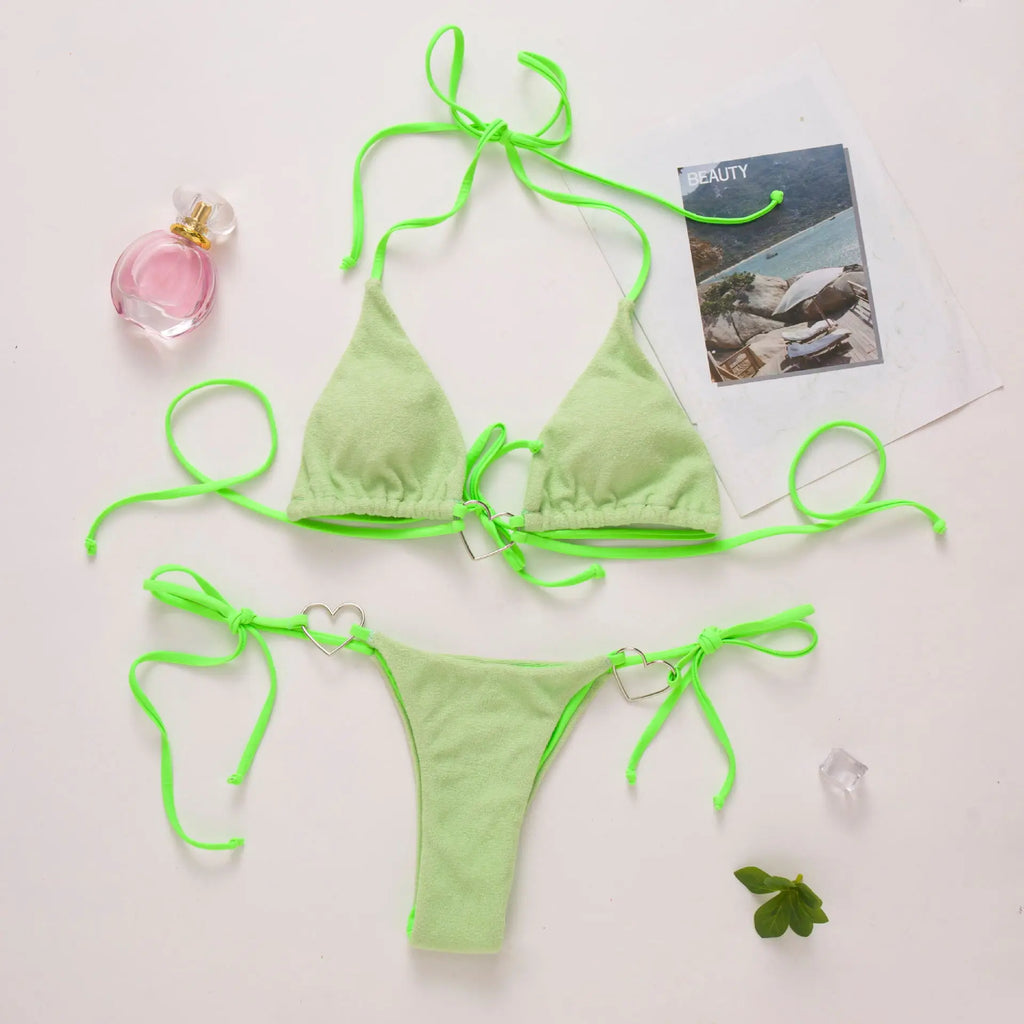 DEKA Brazilian Cross Bandage Bikini Set Women Lover Swimsuit Halter Swimwear Push Up Bikini Beachwear Sexy Bathing Suit
