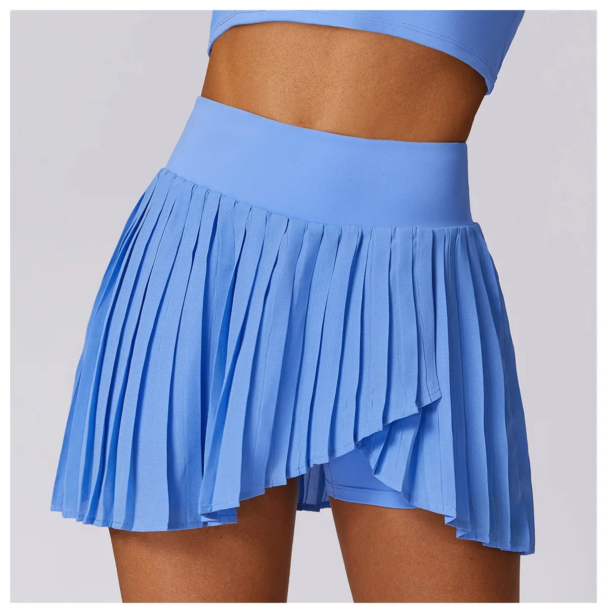 Sports Tennis Short Skirt Women's Summer Pleated Fake Two-piece Quick Drying Skort Fitness High Waist Pocket Yoga Running Skirts