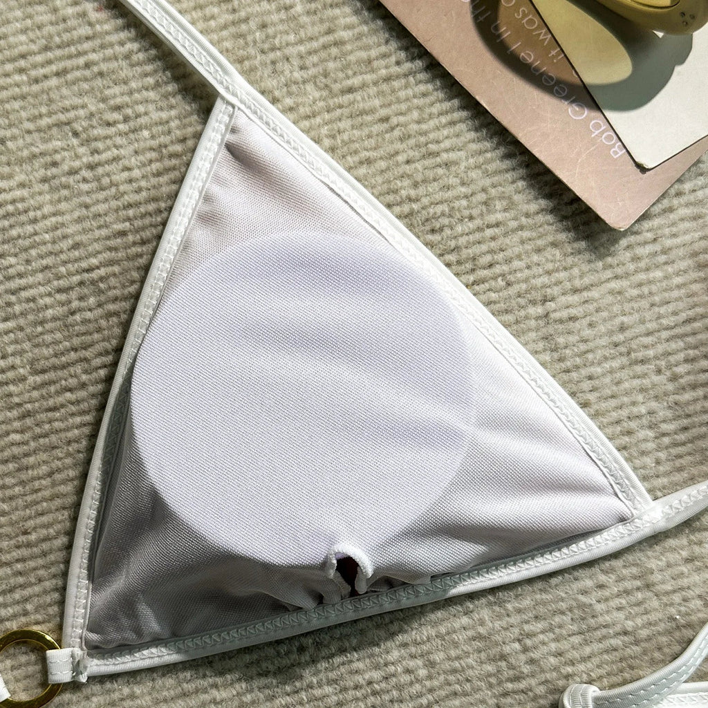 Embroidery Mesh Lace Halter Bikini Female Swimsuit Women Swimwear Two-pieces Bikini Set High Cut Bathing Suit Swim Beach Wear