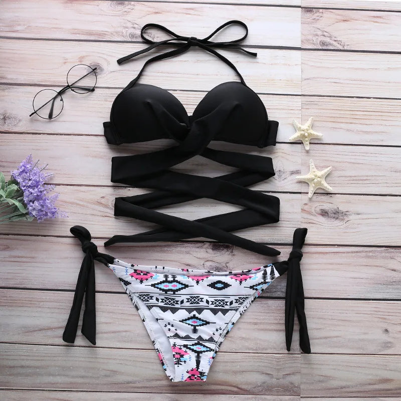 10 Colors Sexy Bikini S-2XL Swimwear Swimsuit Women Cross Bandage Bikinis Set Bathing Suit Female Push Up 2026 Bikini Brasileno