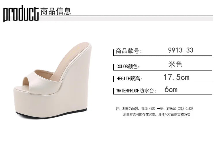 NASBAVI 2025 Fashion Peep Toe Wedges Heel Outside Women Slippers Concise PU Platform Slip on Summer Beach Mules Apricot 35-42
