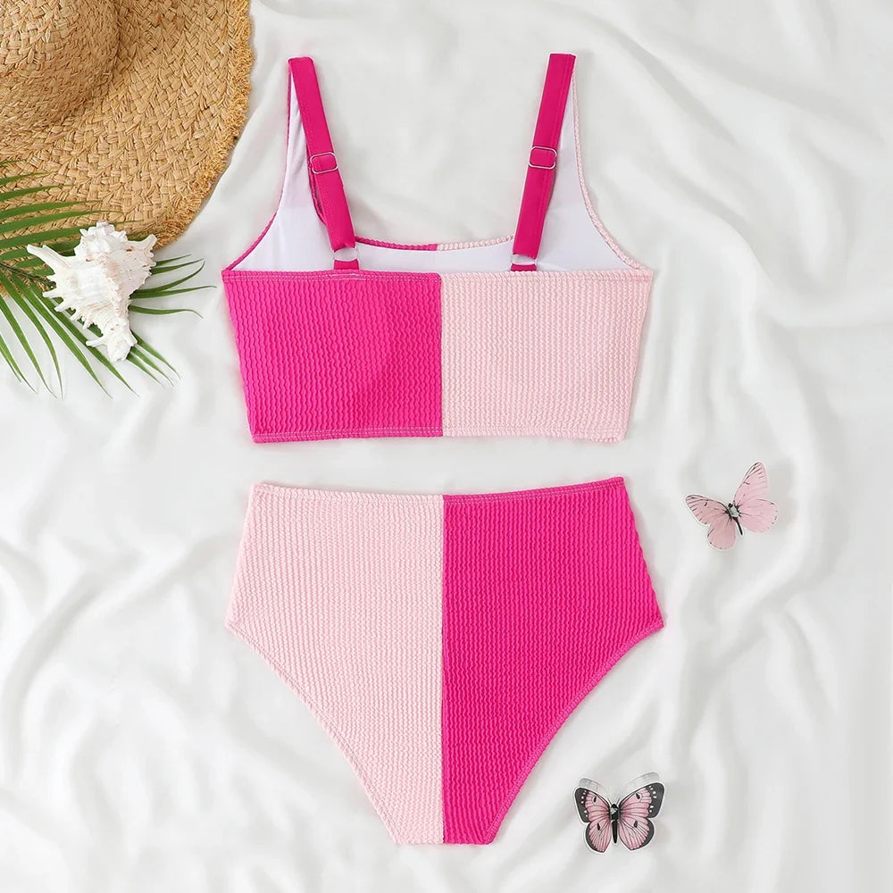 2026 High Waist Bikinis Patchwork Swimsuit Women Sexy Swimwear Female Bathers Bathing Swimming Swim Suit Beachwear