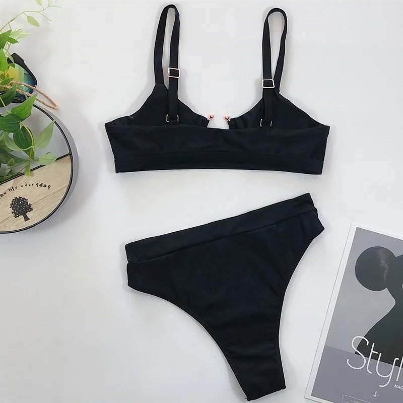 Snakeskin Female Swimsuit High Waist Bikini Women Swimwear Two-pieces Bikini Set Hollow Out Bather Bathing Suit Swim Beachwear