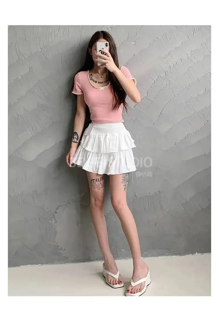 Cake Skirt White Fluffy High Waisted Girlish Style Short Half Skirt Black Ballet Skirt Fashion Sweet Korean Women 2026 New 55OK
