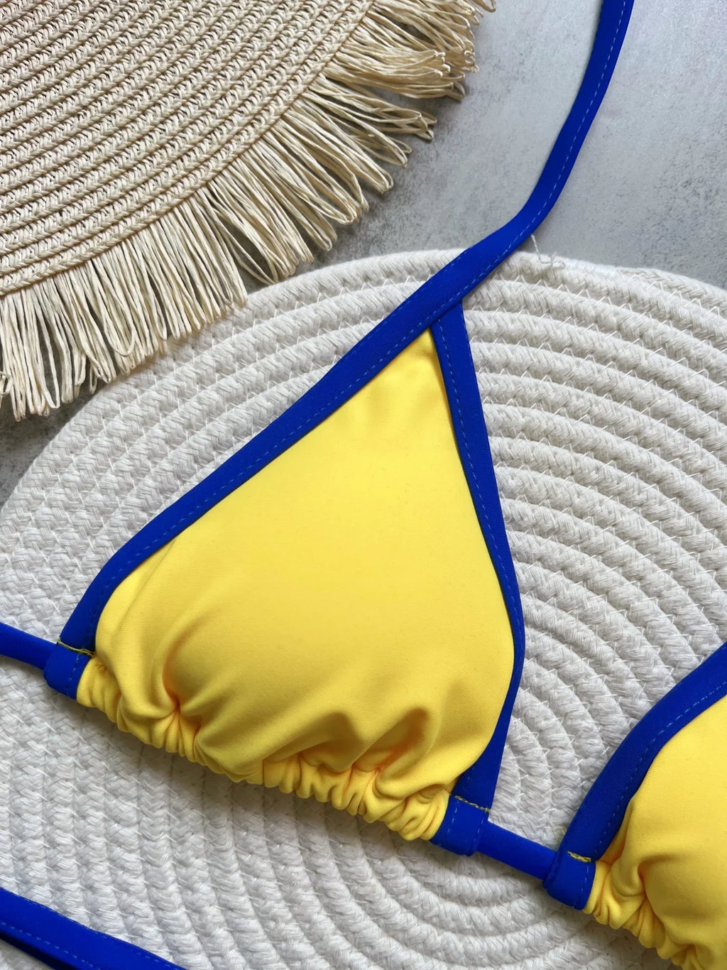 Solid color sexy embroidered Brazilian flag bikini set, women's swimsuit 2-piece set, summer beach bikini