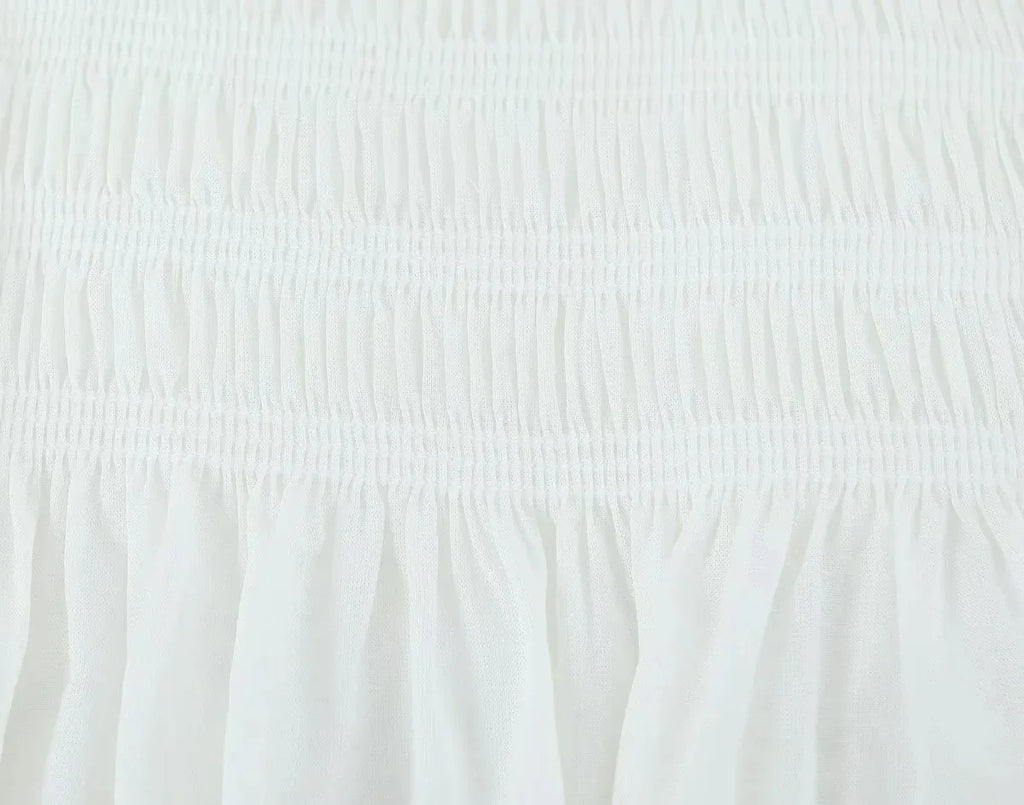 Foridol White Summer Linen Women Blouse Off Shoulder Lantern Sleeve Short Blouse Top 2025 Spring Smocked Pelpum Top New