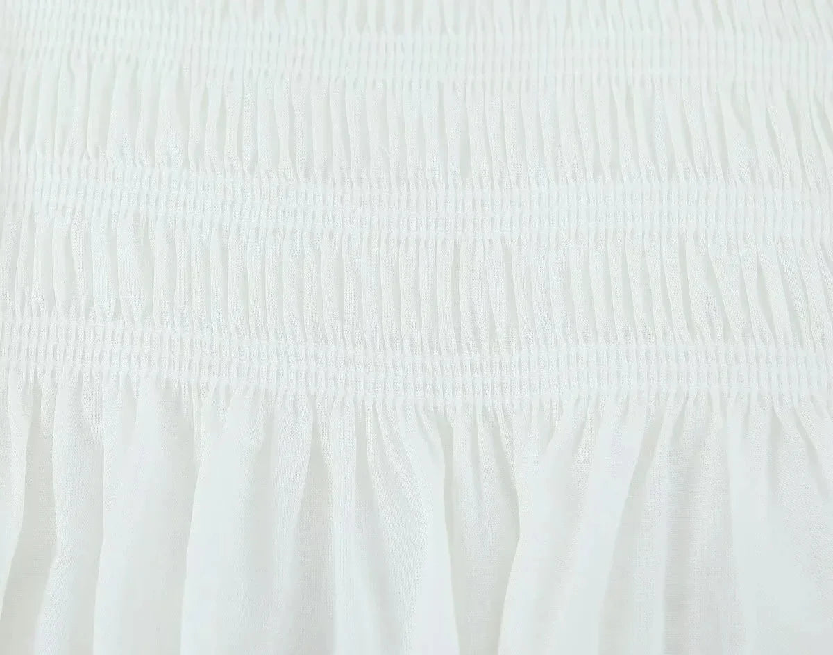 Foridol White Summer Linen Women Blouse Off Shoulder Lantern Sleeve Short Blouse Top 2025 Spring Smocked Pelpum Top New