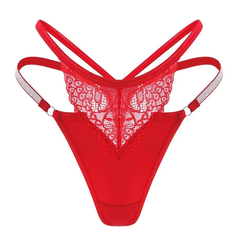 1pcs Red Female Underwear Elegant Lady Thongs Sexy Women G-string Low Rise Fashion Sexy Lingerie Erotic Silver Satin Panty