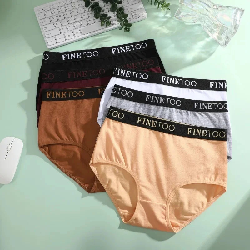 Finetoo 3Pcs/Set Women's Seamless Cotton Briefs Women Plus SizePanties Breathable Underwear Female Low Waist Soft Lingerie S-XXL