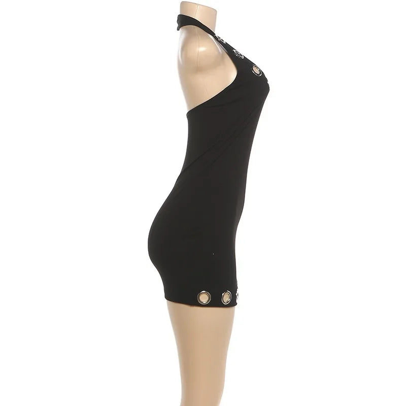 Summer Women's Fashion Dress Backless Hot Girl Sexy Slim Hip Cover Dress