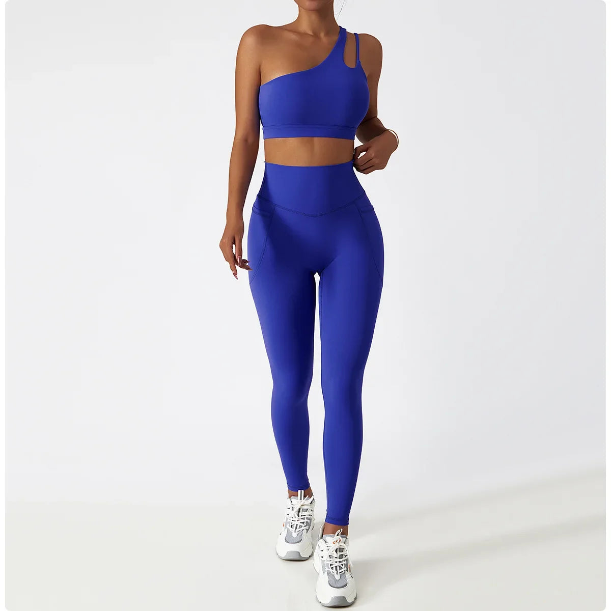 Comfort Single Strap Yoga Bra Chest Pad Running Sports Bra Gym Top Women Stretch Pull Up Underwear Women Vest Fitness Tank Top