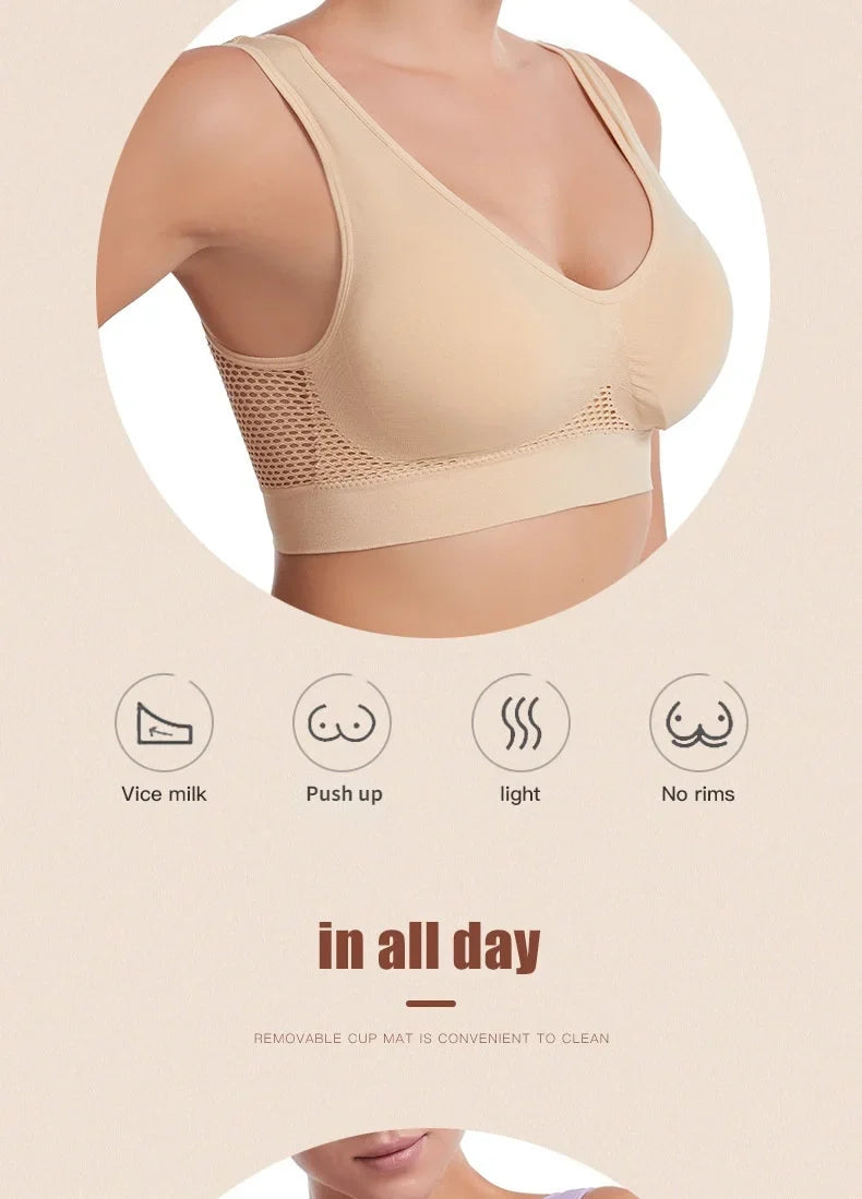 Sports Bra Women Hollow Mesh Gym Jogging Crop Top Female More Size Tops Yoga Fitness Vest Sujetador Push Up Sport Bras for Women