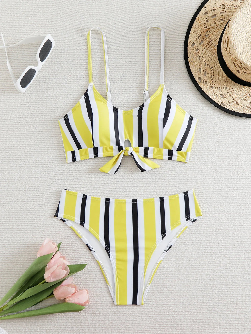 High Waist Bikini 2026 Women Strappy Swimsuit Sexy Striped Swimwear Female Bathers Bathing Swimming Swim Suit Summer Beachwear