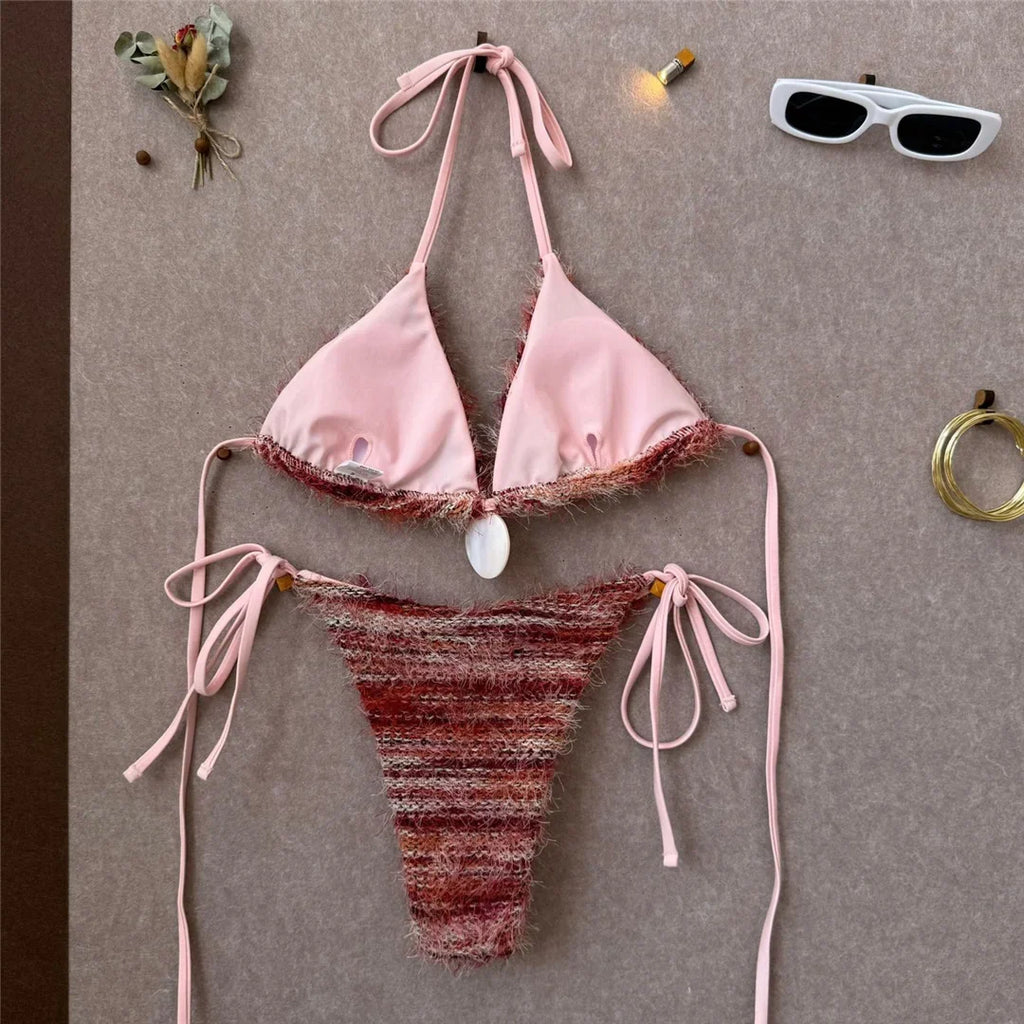 Printed Halter Bikini Women Swimwear Female Swimsuit High Leg Cut Padded Bather Bathing Suit Swim Two-pieces Bikini set K8119