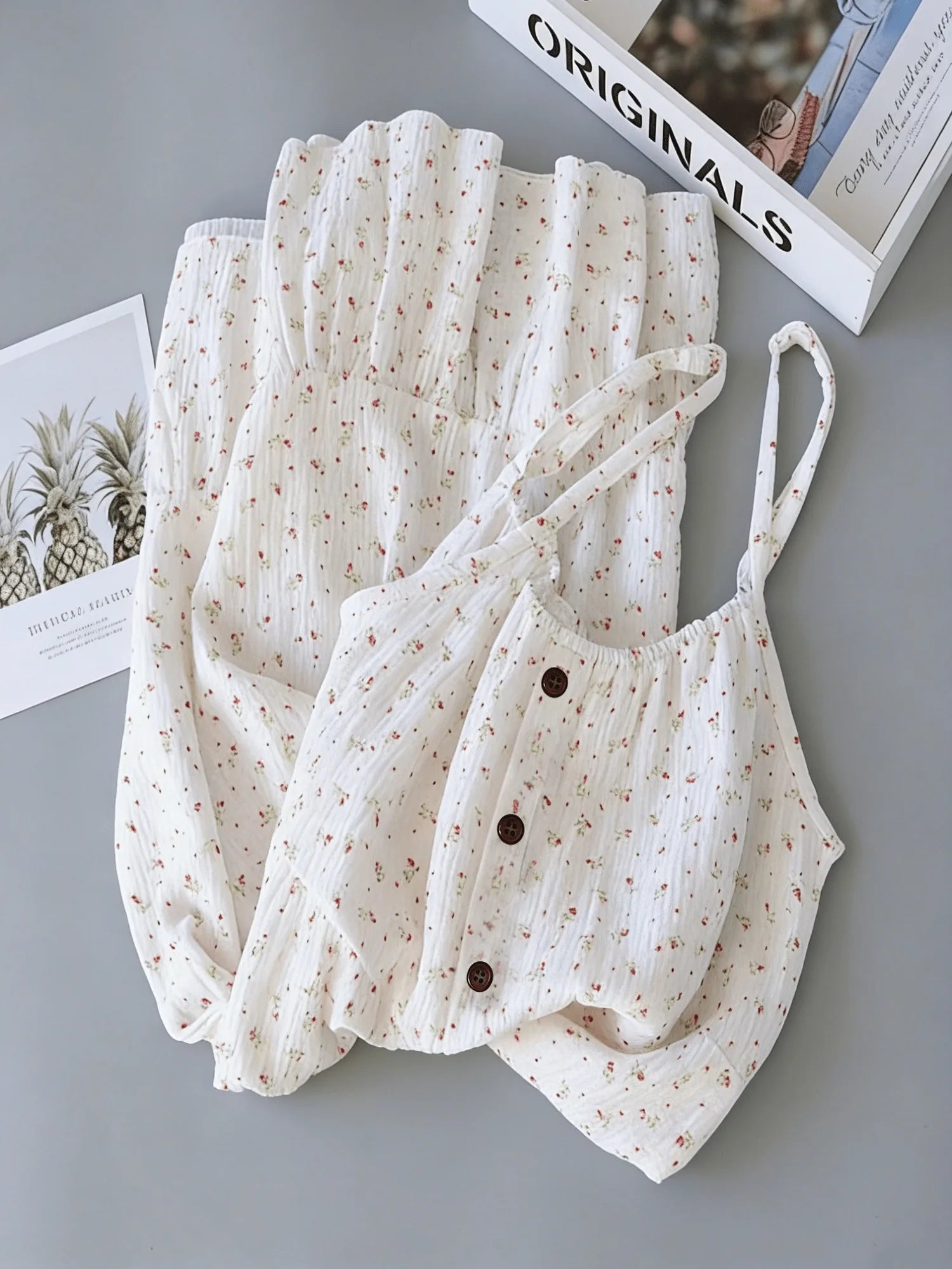 Women Floral Nightdress Sleeveless Cami Nightgown Loose Crinkle Sleep Dress Button Front Ruffle Hem Summer Loungewear