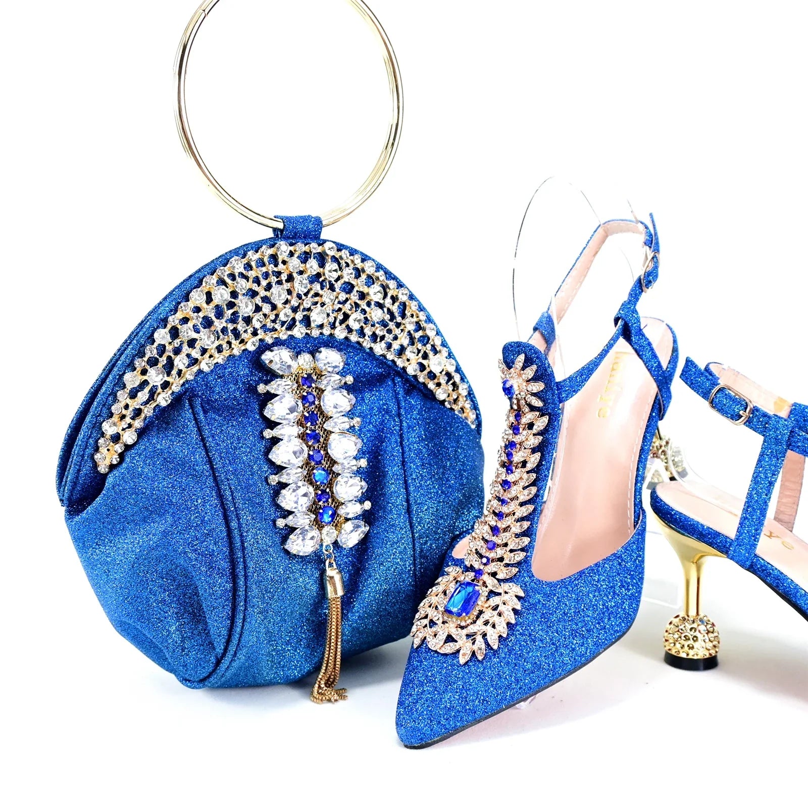 Doershow beautiful Italian Shoes And Bag Sets For Evening Party With Stones Italian Leather Handbags Match Bags! HRT1-33