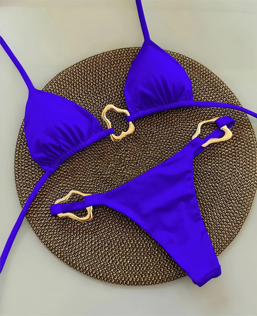 New Sexy Bikini Solid Color Lace-up Split Two-piece Swimsuit for Women