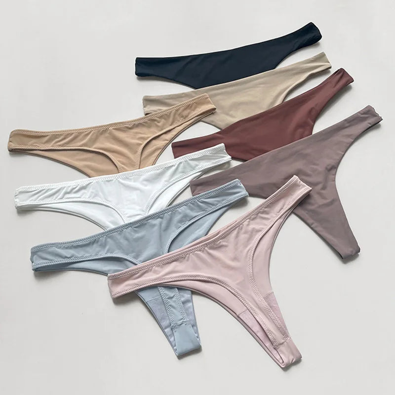 Ice Silk Women Panties Sexy G String Thong Seamless Underwear Candy Color T Back Girls Briefs Leopard Underpants Plus Size S-XL