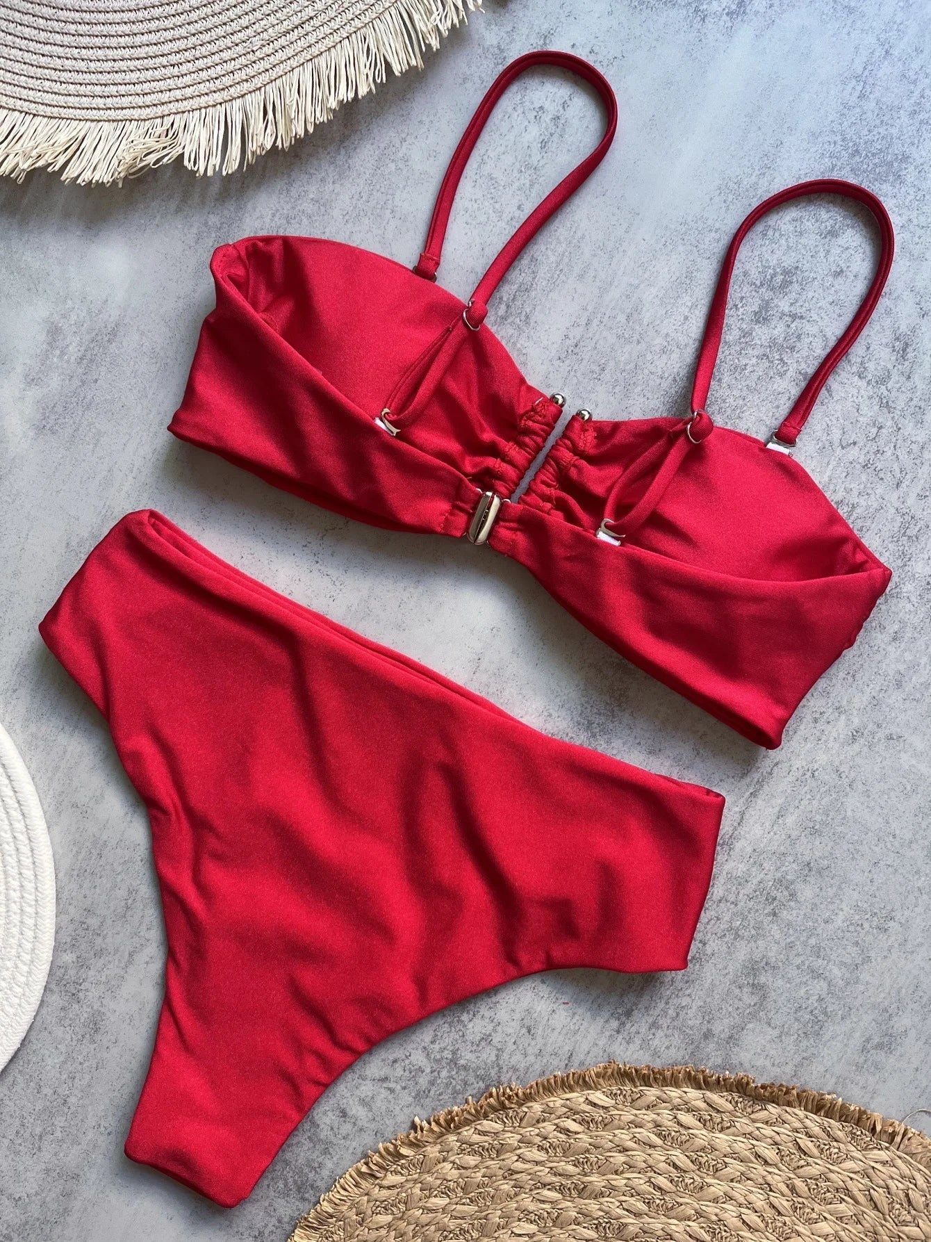 Shiny Sparkling U Shaped Female Swimsuit High Waist Bikini Women Swimwear Two-pieces Bikini Set Pool Bathing Suit Swim Beachwear