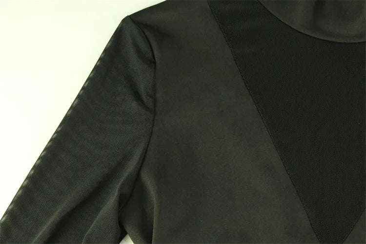 Ahagaga Sexy Mesh Women's Bodysuits See Through Skinny Turtleneck Solid Regular Long Sleeves Slim Fit Streetwear Rompers T Shirt