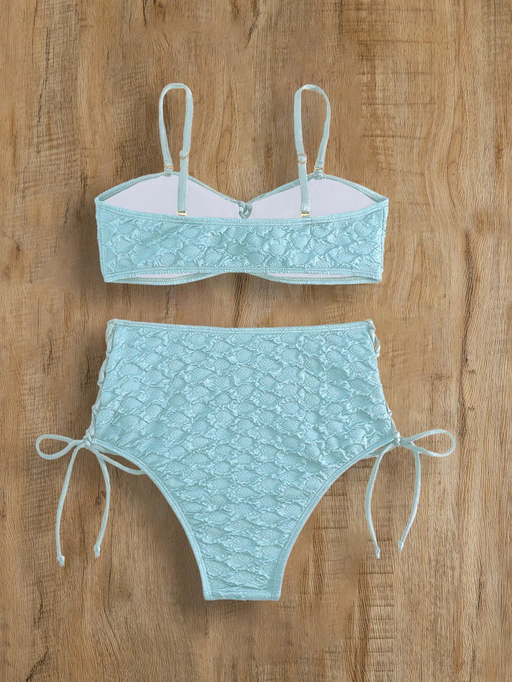 Sexy Drawstring Side High Waist Bikini Set 2025 Women Solid White Hole Out Push Up Swimsuit Beach Bathing Suit Holiday Swimwear