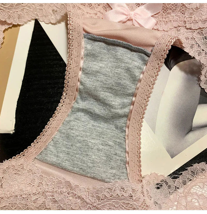 Women's Briefs Satin Lace Sexy Women's Underwear Low Waist Transparent Hollow Out Panties Breathable Soft Seamless Lingerie