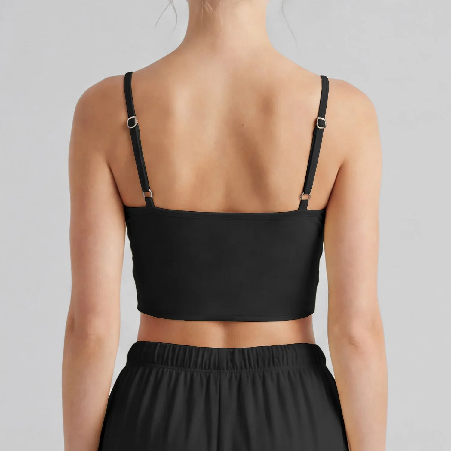 Color-block Fake Two-piece Yoga T Shirts Women Thin Straps Bow Padded Slim Sports Camisole Gym Running Training Fitness Tank Top