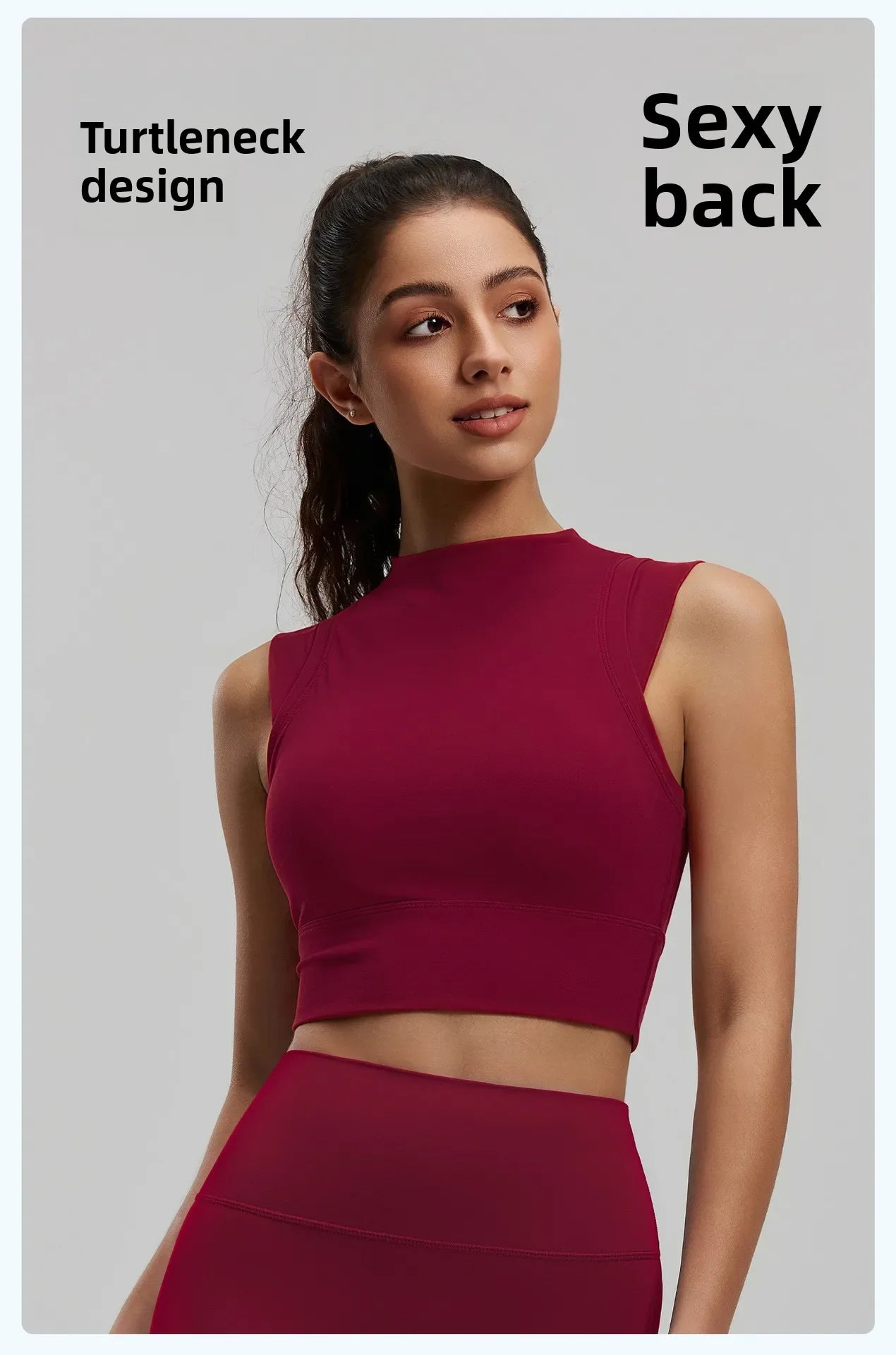 Women's Yoga Tank Top Highly Stretchy, Slightly High-Neck Sports Bra with Built-In Cups Lifts and Shapes The Bust Sexy Fitness