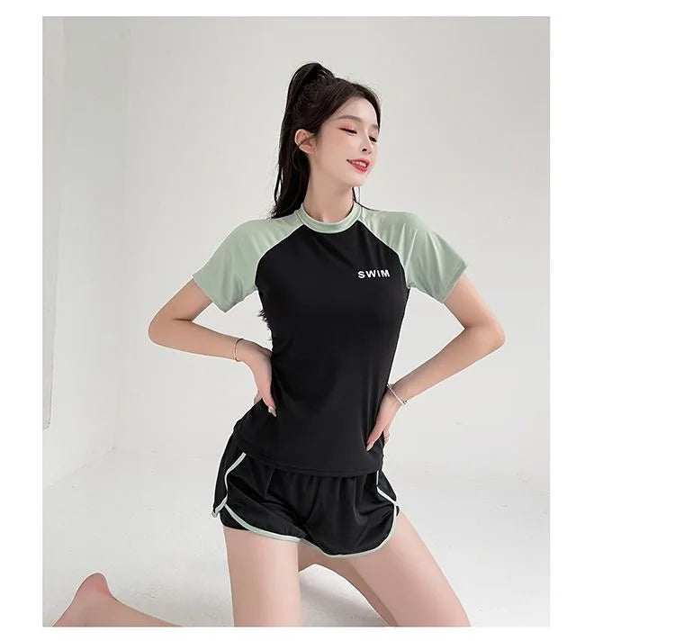 Swimsuit Women's Plus Size Two-piece Split Style Sports Style Conservative Slimming Hot Spring Ins Style Full Body Professional