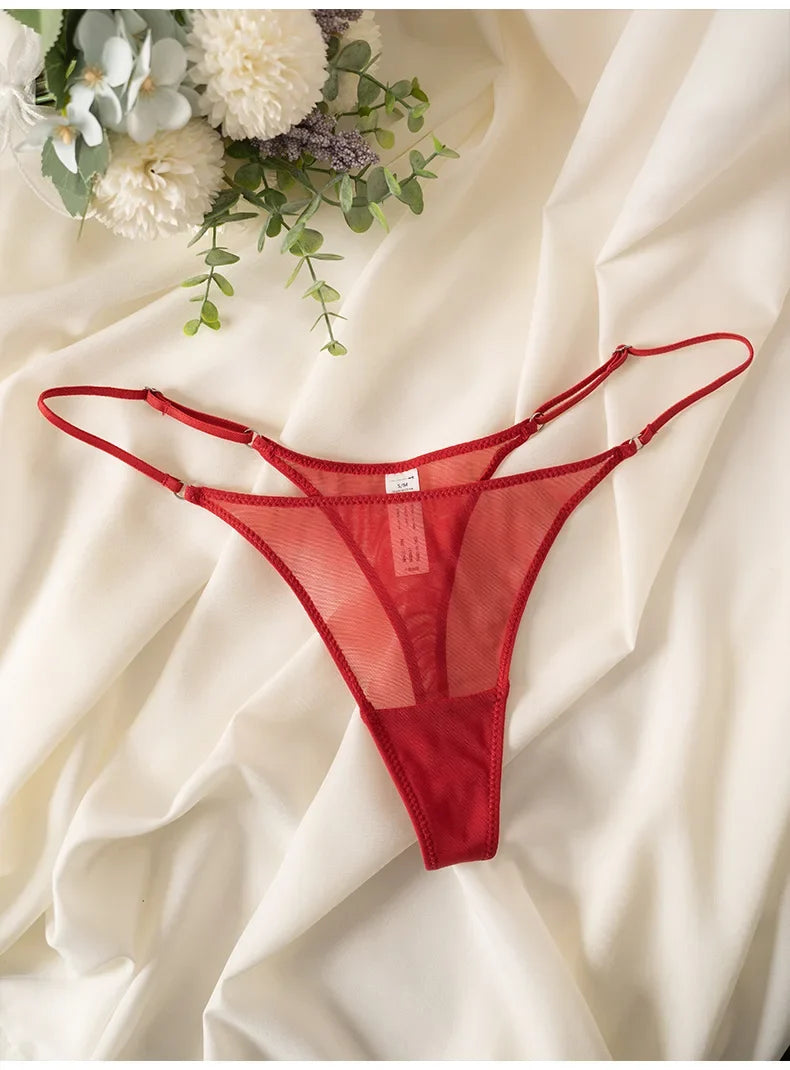 Lace Mesh Women Briefs Sexy Thong Transparent Panties Underwear Low Waist Girls G String Seamless Lingerie Fitness T Back