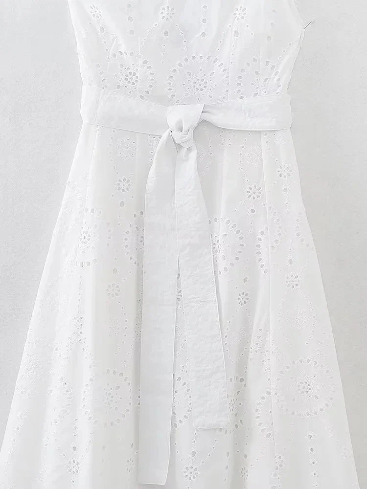 Foridol White One Shoulder Autumn Cotton Dress Women Winter Casual Dress Vestidos Maxi New Embroidery Boho Beach Dress Holiday