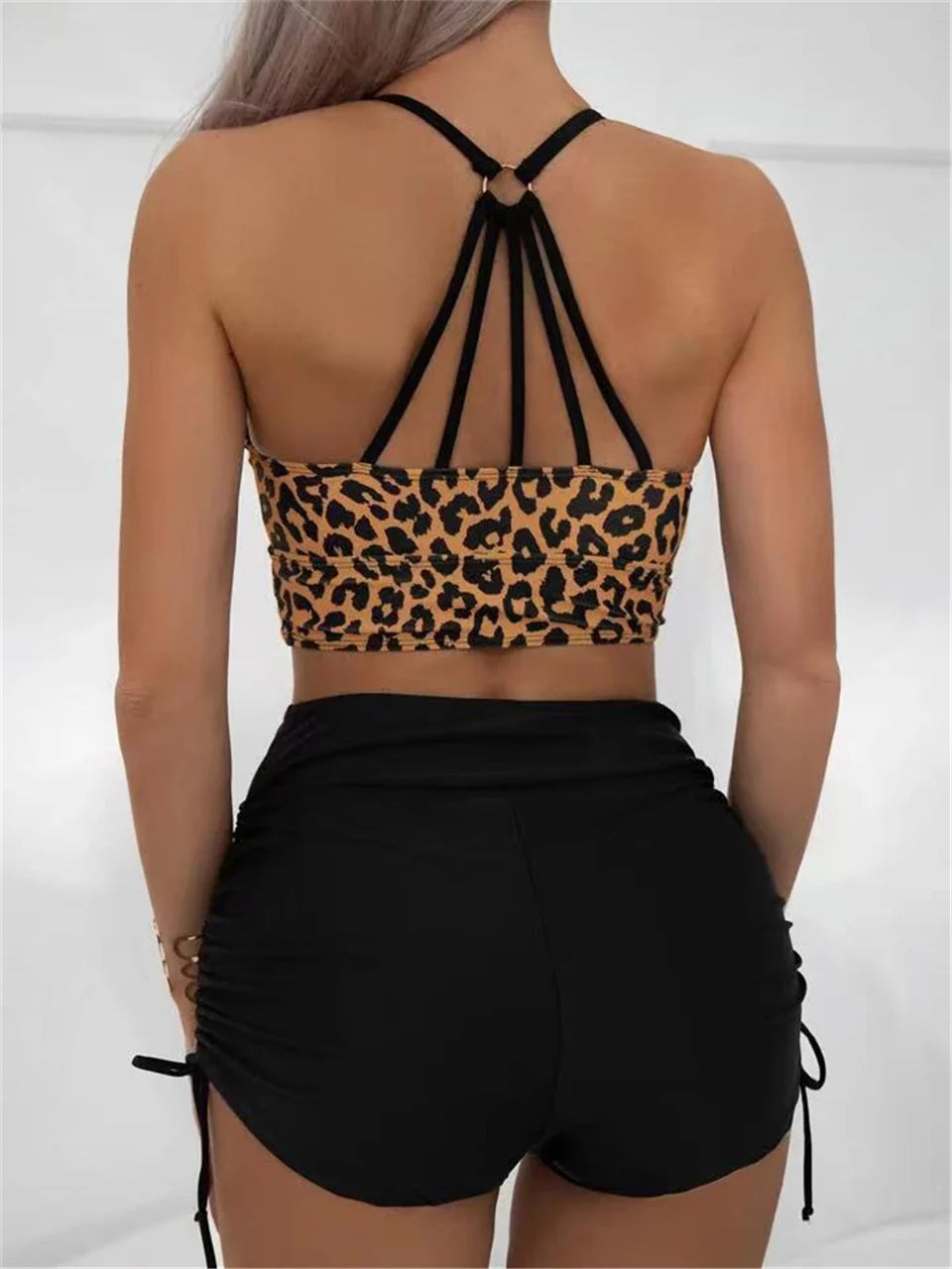 Leopard Swimwear Women High Waist Swimsuit 2026 Sexy Back Hollow Out Swimsuit Beach Wear Female Bathers Bathing Swimming Summer