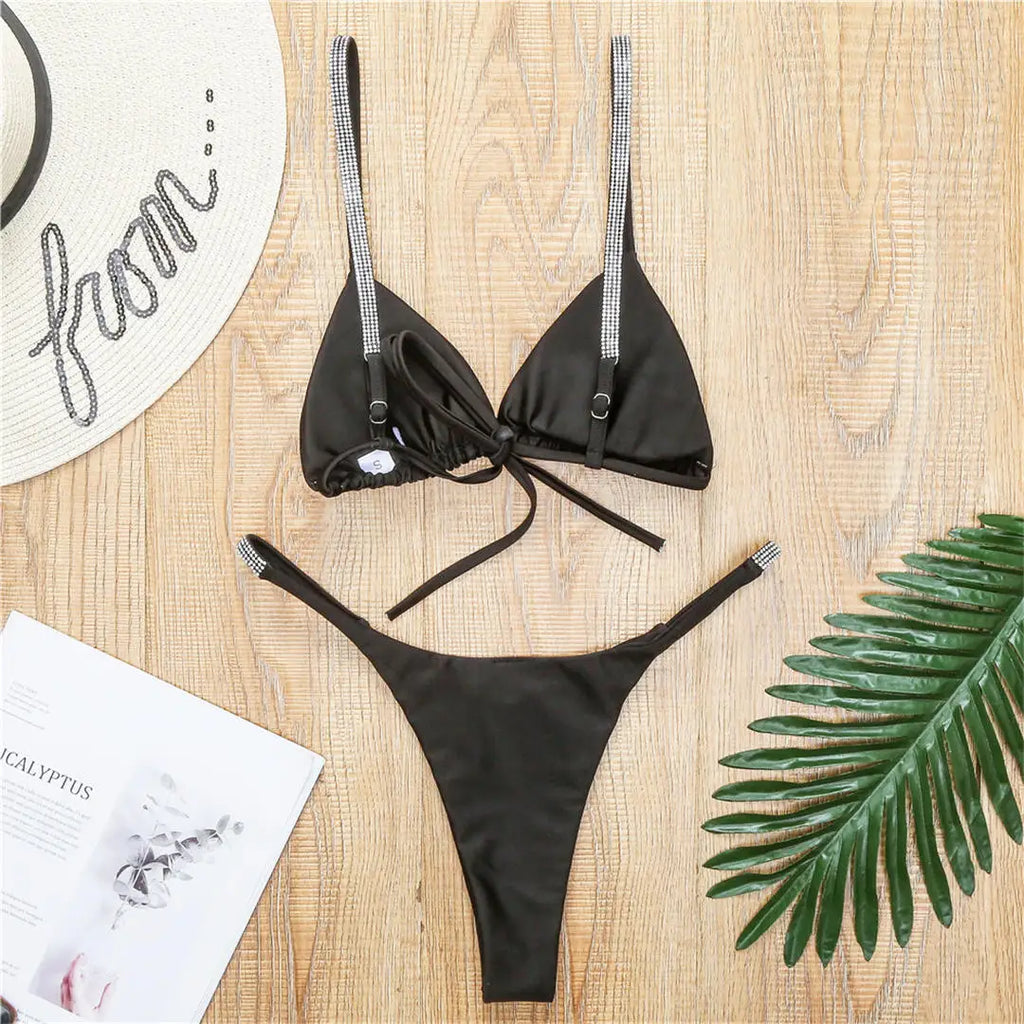 New Sexy Sequins Padded Mini Bikini Female Swimsuit Two-Pieces Bikini Set Bathing Suit Women Swimwear Bather Swim Lady V2043