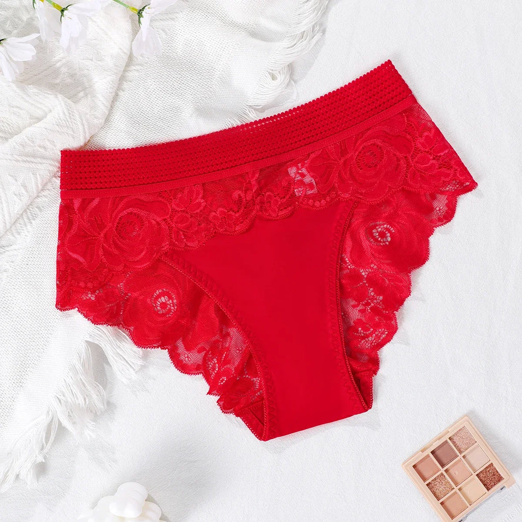 3pcs/pack Low Waist Floral Women's Panties Sexy Elegant Lady Briefs Underwear Fashion Style Breathable Comfort Female Underpants