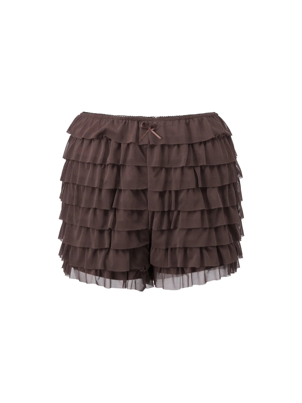 Women’s Layered Ruffle Bloomers Fashion Low Waist Bow Front Solid Color Shorts Casual Summer Mini Shorts