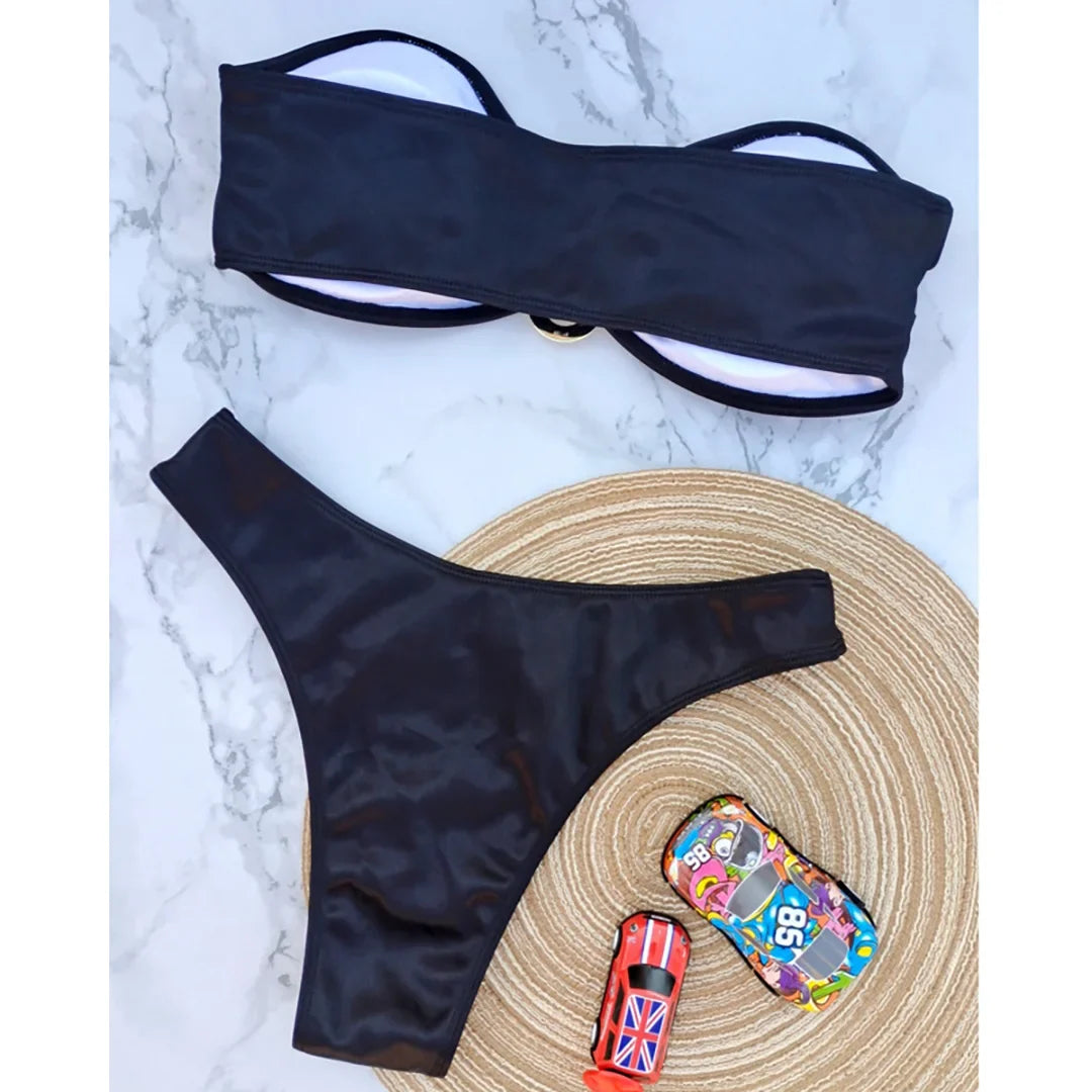 13 Color 2026 New Sexy Bandeau Bikini Women Swimwear Female Swimsuit Two-Pieces Bikini Set Padded Bather Bathing Suit Swim V4647