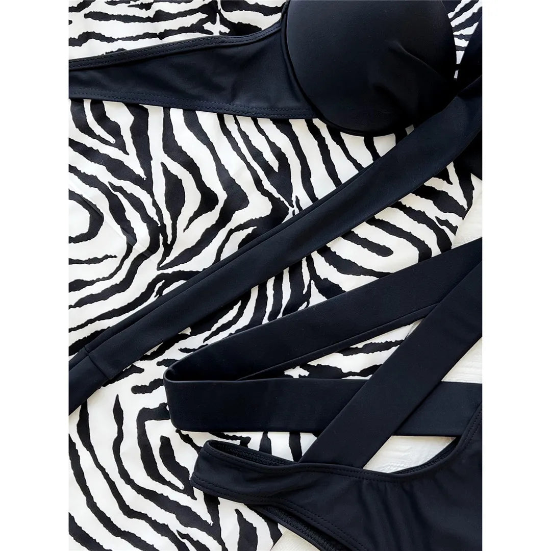 Sexy Wrap Around High Waist Bikini Female Swimsuit Women Swimwear Two-pieces Bikini Set Bandage Bather Bathing Suit Swim V3115