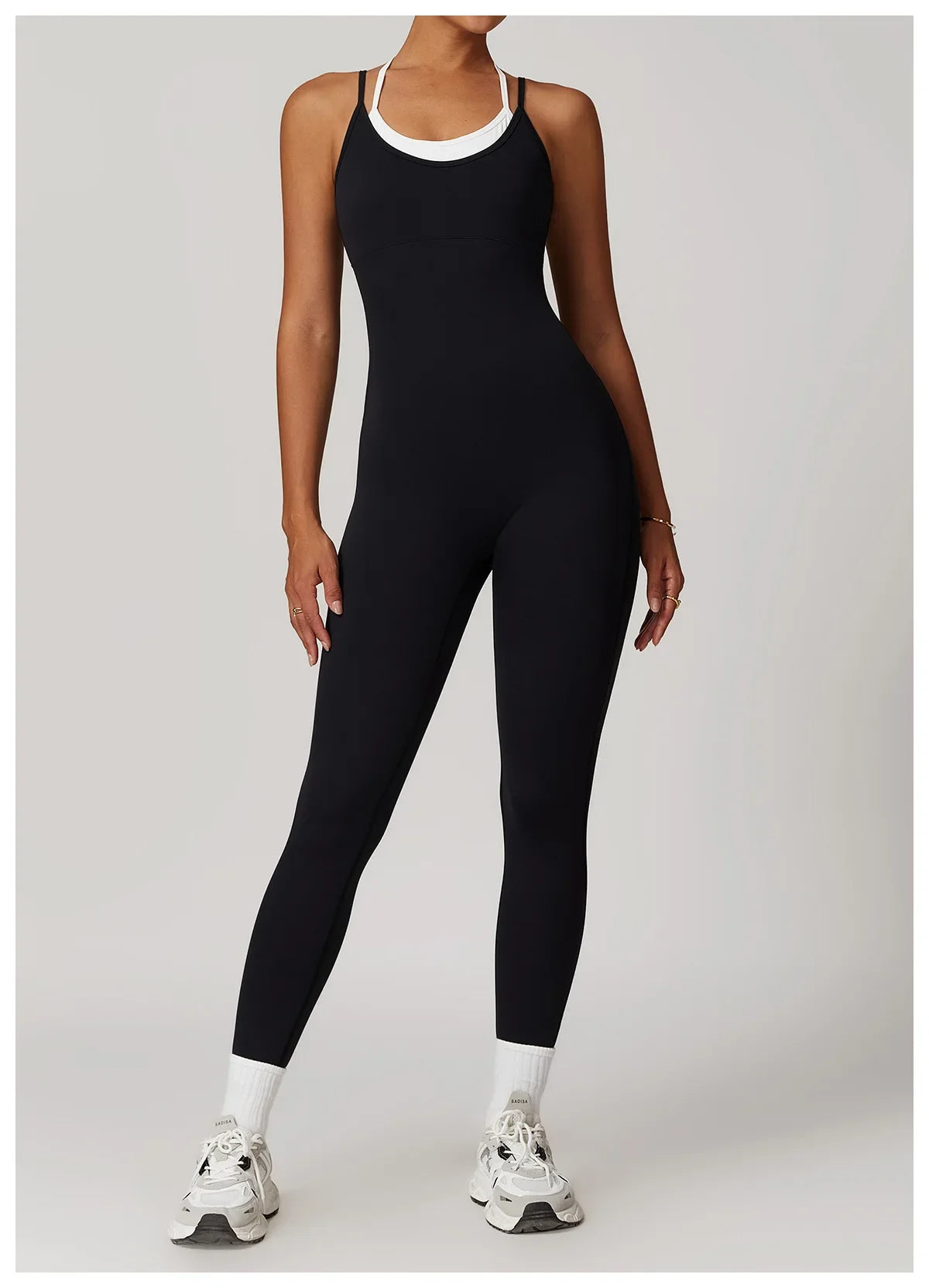 Yoga Jumpsuit Fake two color contrast halter sport jumps Women Push Up Gym Fitness Overalls Sport Outfit Sportswear Clothes 8843