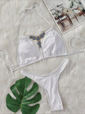 Extreme Mini Micro String Diamond Bikini Women Swimsuit Female Triangle Swimwear Two Pieces Bikini Set Halter Bathing Suit Swim
