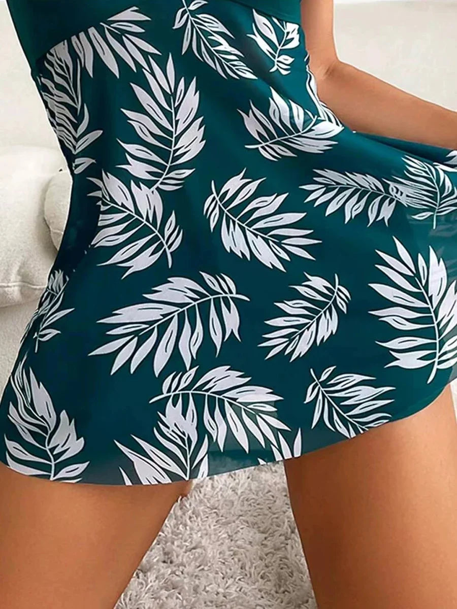 2026 Short Dress Tankini With Shorts Swimsuit Women Swimwear Female Padded Printed Bathing Swim Suit Swimming Beachwear Summer